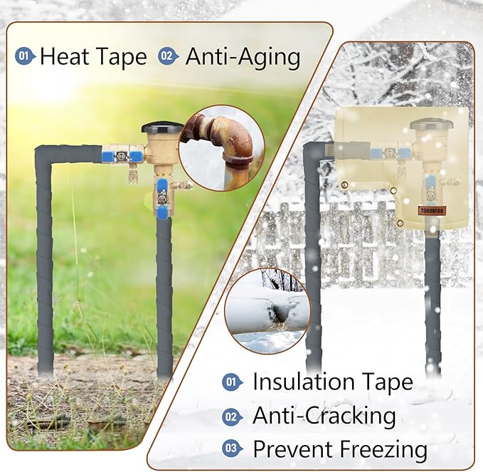 Pipe Insulation Foam Tape, Wrap for Outdoor Water Pipes, Heat Tape for AC Lines, 2in x 15ft, Grey