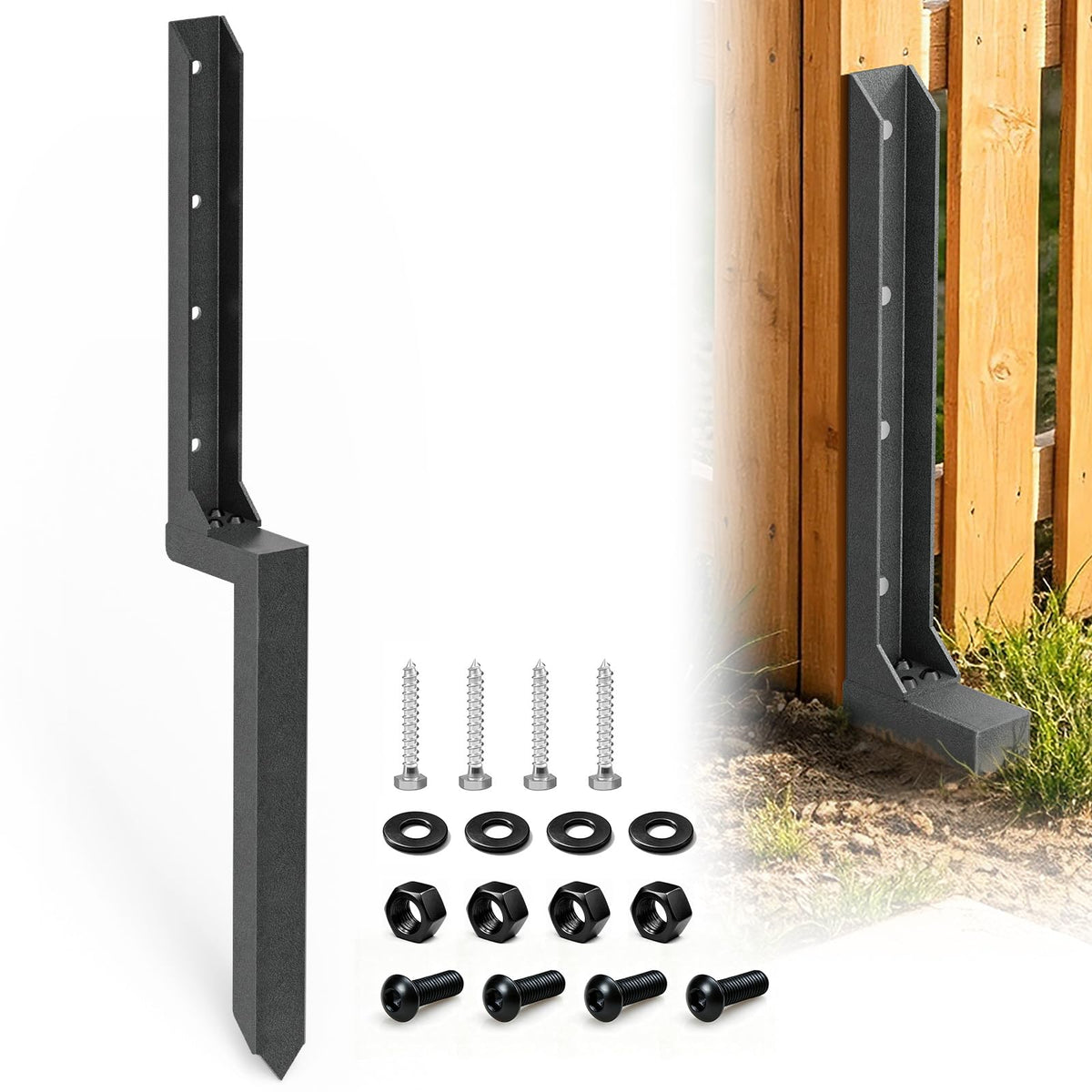 Fence Post Repair Kit – Heavy Duty Anchor for Leaning Wood - Image 1