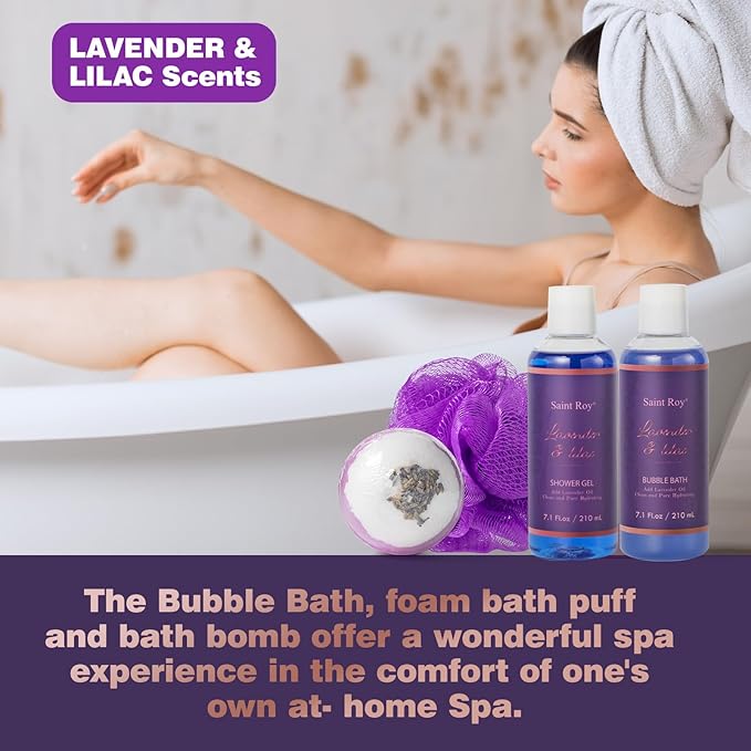 22 Pcs Lavender Bath and Body Gift Basket, Spa Gifts for Women Bath and Body Lavender Gift Set, Spa Kit Relaxing Bath Sets, Self-Care Set, Necklace, Birthday, Christmas, Mother Day, Anniversary