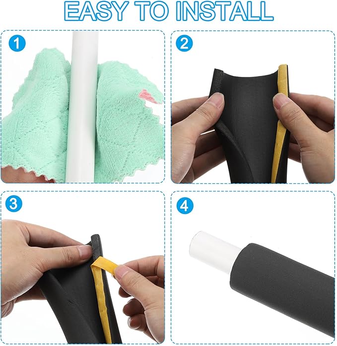 PATIKIL 1-1/2"(38mm) ID 2-1/4"(58mm) OD Pipe Insulation Foam Tube, 20Pcs 1.3Ft Self Adhesive Pre Slit Pipe Insulation Tube Cover Wrapping for Outdoor Winter Irrigation