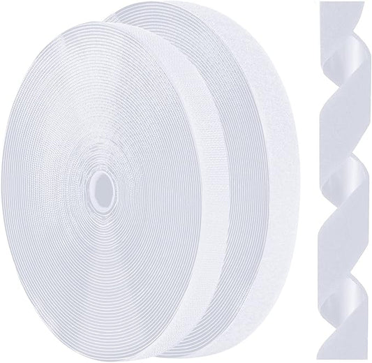 3/4 Inch x 82 Feet Black Heavy Duty Hook & Loop Tape, Double Sided, Picture Hanging, TV Accessories, Wall Adhesive