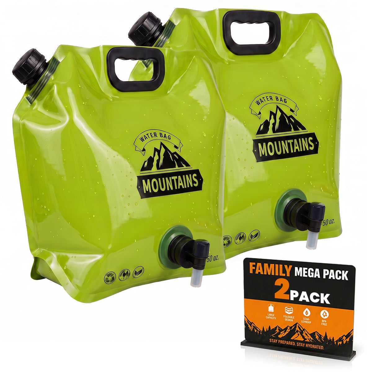 2Pack Reusable Foldable Water Storage Bag, Camping Water - Image 1