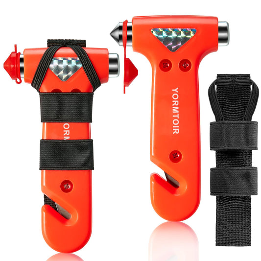 Car Safety Hammer with Seatbelt Cutter & Window Breaker, 2 Pack - Image 1