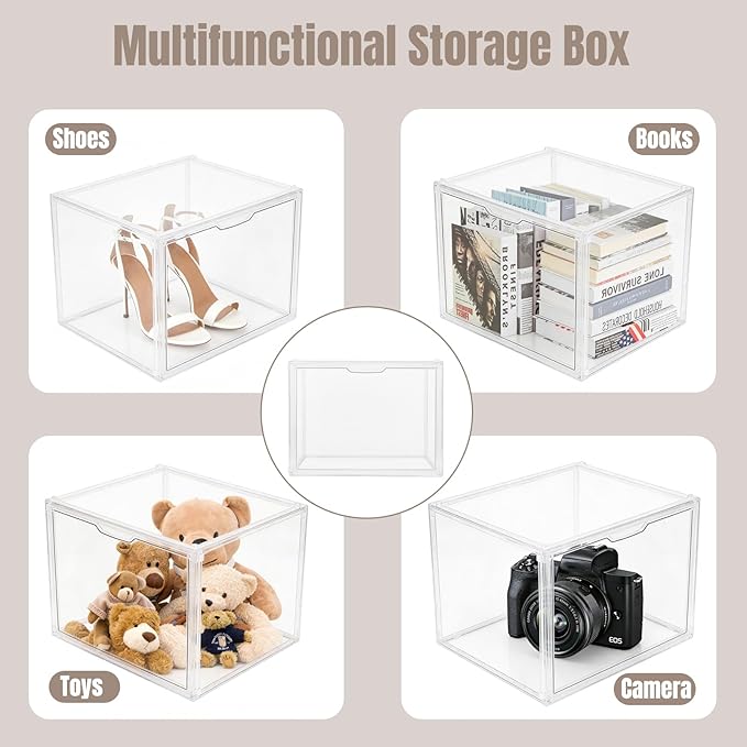 15 Pack Clear Acrylic Purse Organizer for Closet, Stackable Handbag Storage Boxes with Magnetic Doors, Dustproof Display Cases for Bags, Shoes & Collectibles