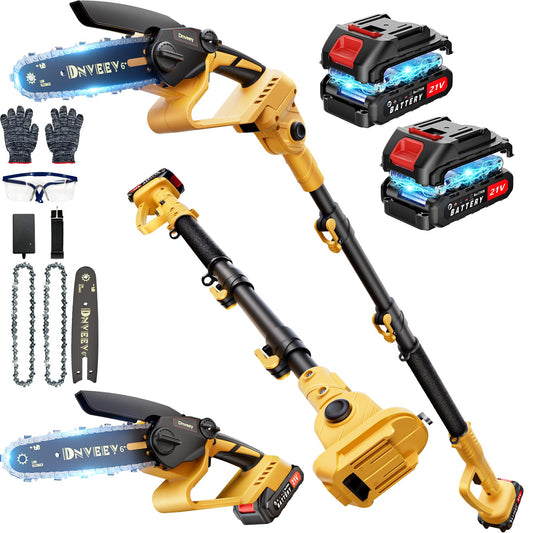 2-in-1 Cordless Pole Saw & 6-Inch Mini Chainsaw for Tree Trimming - Image 1