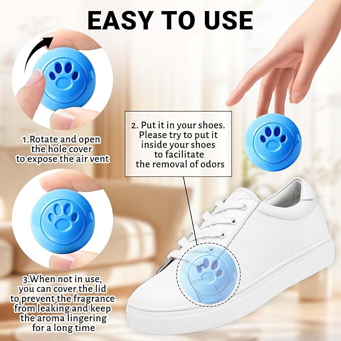 STRN Sneaker Deodorizer Balls 8 Packs Linen Scent Shoe Odor Elimination, Scented Plastic Ball, Long-lasting Freshness Shoe Deodorizer for Sneakers Gym, Bags, Cars and Small Spaces