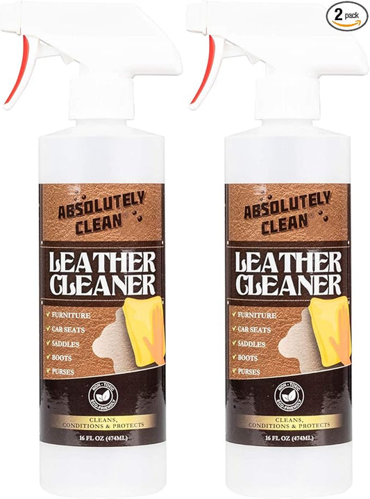 Amazing Leather Cleaner/Conditioner/Deodorizer | Powerful, Natural Enzyme Cleaner | USA Made | Great for Leather & Vinyl, Furniture, Boots, Purses, Clothing | Removes Stains Spray & Wipe (16oz 2 PK)