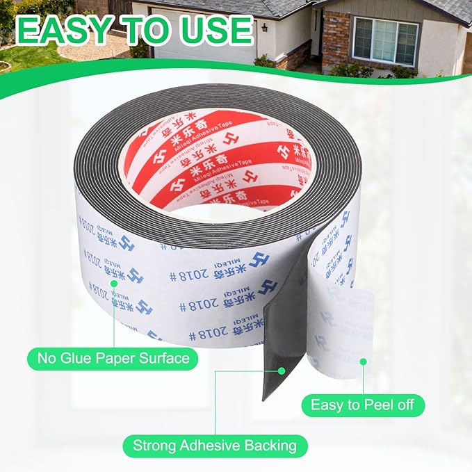 PATIKIL Sponge Rubber Foam Tape, 1 31/32" W x 5/64" t x 16.4ft l Self-Adhesive Foam Insulation Tape Weather Stripping for Window Door Soundproofing Weatherstrip AC Seal Strip, Black
