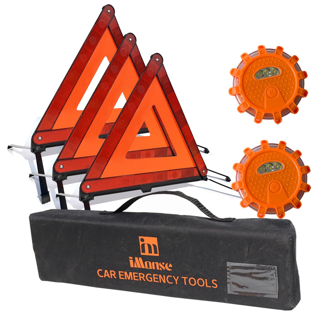 Emergency Roadside Reflective Triangles Warning Safety Kit - Image 1