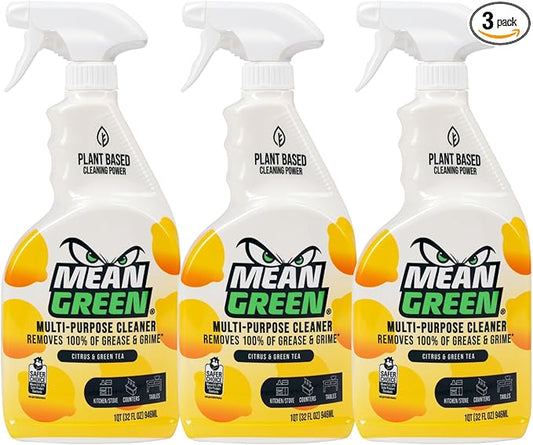 Mean Green Non-Concentrated Ready-to-Use Multi-Purpose Cleaner, Citrus & Green Tea, 32 Ounce 3ct
