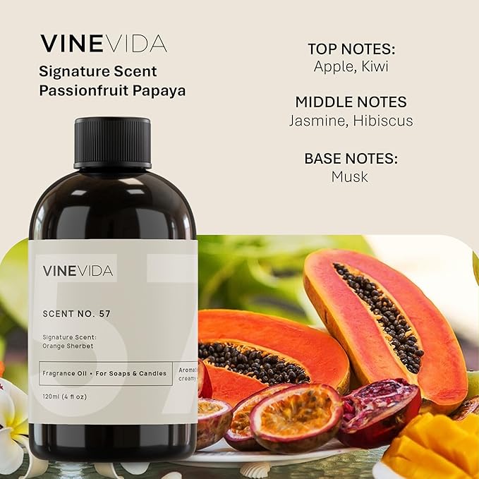 VINEVIDA [4oz] Passionfruit Papaya Fragrance Oil for Candle Making - Scents for Soap Making - Natural Candle Oil Made in USA