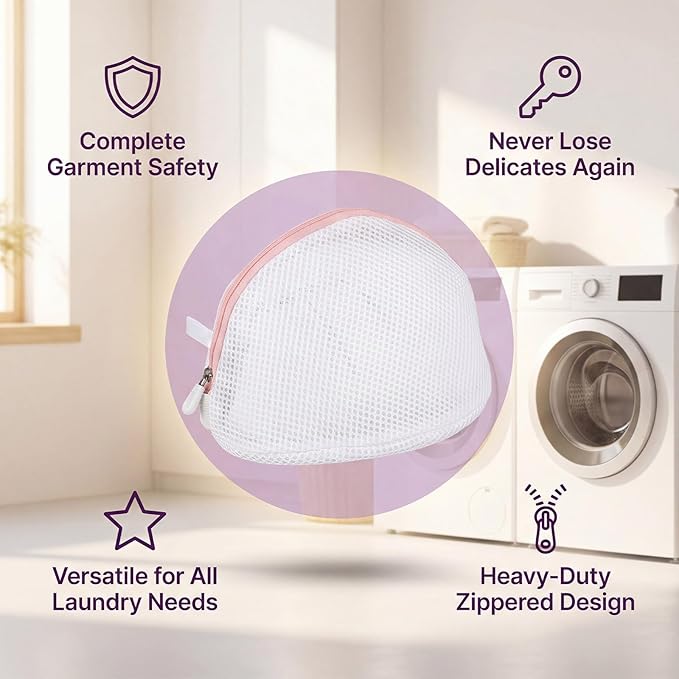 3Pcs Bra Washing Bag for Laundry, Mesh Bra Laundry Bag for Washing Machine Lingerie Washer Protector with Zipper for Underwear and Delicates