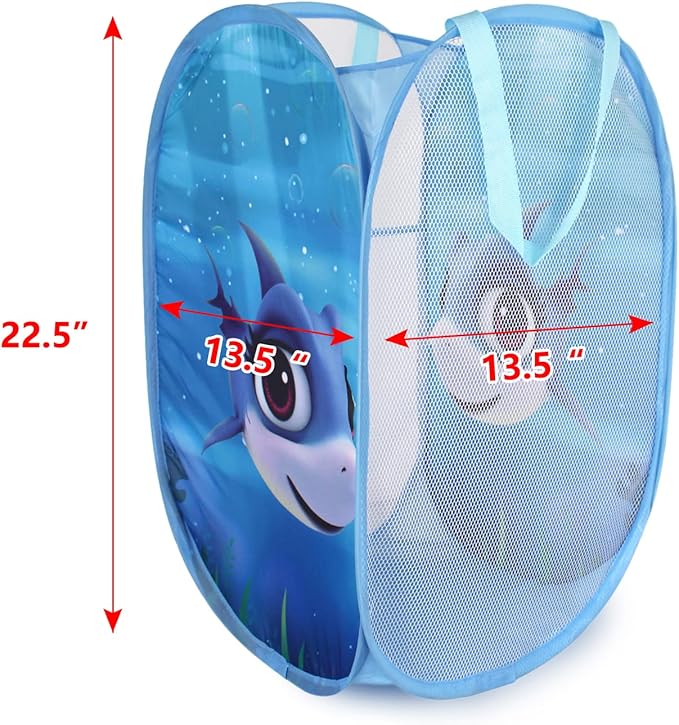 Cute Foldable Laundry Toys Tidy Clothes Socks Basket Storage Bag (Blue Little Dog)