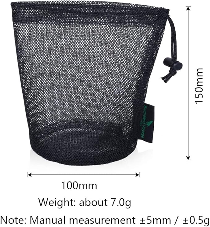 iBasingo 5pcs Black Mesh Bags - Nylon Sack Durable Drawstring Net Bags - Small Travel Sleeping Stuff Storage Ditty Bags for Cosmetics Shower Gels Bottle Pot Tennis Golf Ball Tools BVP01