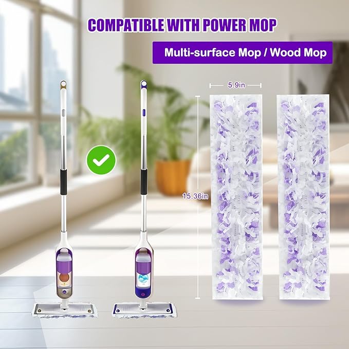 36 Pack Power Mop Refill Pads for Swiffer PowerMop - Mop Pads Refills for All Multi-Surface Hardwood Floor Cleaning, 12 Layers Thickened Durable | Super Absorbent | Stickiness
