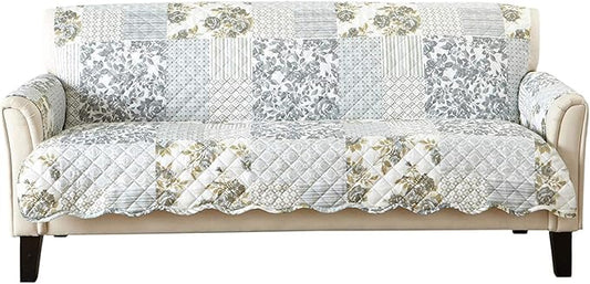 Great Bay Home Reversible Patchwork Sofa Cover - Washable Slipcover Furniture Protector with Elastic Straps - Couch Cover for Dogs, Kids, and Pets - Box-Stitched Detail (Sofa, Grey)