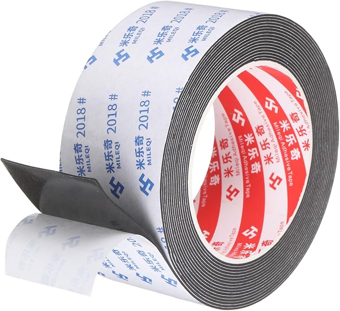 PATIKIL Sponge Rubber Foam Tape, 1 31/32" W x 1/32" t x 16.4ft l Self-Adhesive Foam Insulation Tape Weather Stripping for Window Door Soundproofing Weatherstrip AC Seal Strip, Black