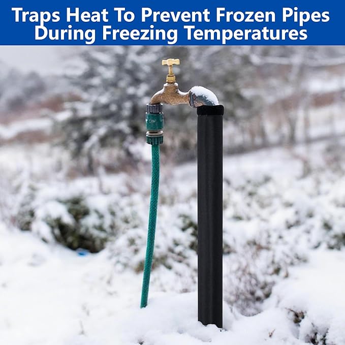 3 Layers Outdoor Pipe Cotton Insulating Tube, 24 x 12 Inch 600D Water Pipe Insulation Wrap, Universal Winter Pipes Insulation Sleeve for Freeze Protection