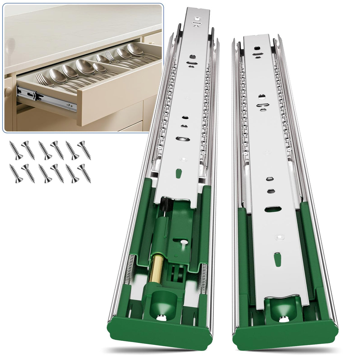 6 Pairs 20 Inch Soft Close Drawer Slides Ball Bearing - Image 1