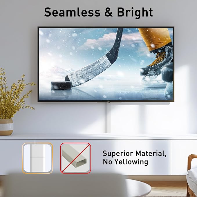 Delamu Cord Covers for 3-4 Wires on Wall, 56.7in Cord Hider Wire Covers for Cords on Wall, Self-Adhesive Cable Hider Cable Cover, Easy Set-up TV Cords Hiders Walls, 4X L14.2 W1.18 H0.63in, White