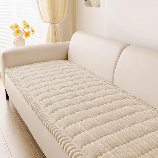 hyha Couch Covers for Dogs Washable, Non Slip Plush Dog Sofa Protectors, Fuzzy Pet Couch Covers for 3 Cushion Sofa Pet Friendly (Apricot, 27.6" x 88")