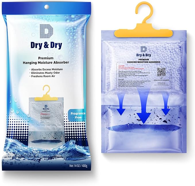 Dry & Dry 9 Packs [Net 7 Oz/Pack] Moisture Absorbers Dehumidifiers for Home Dehumidifier for Basement Dehumidifiers for Bedroom Small Dehumidifiers - Dehumidifiers Moisture Absorbers