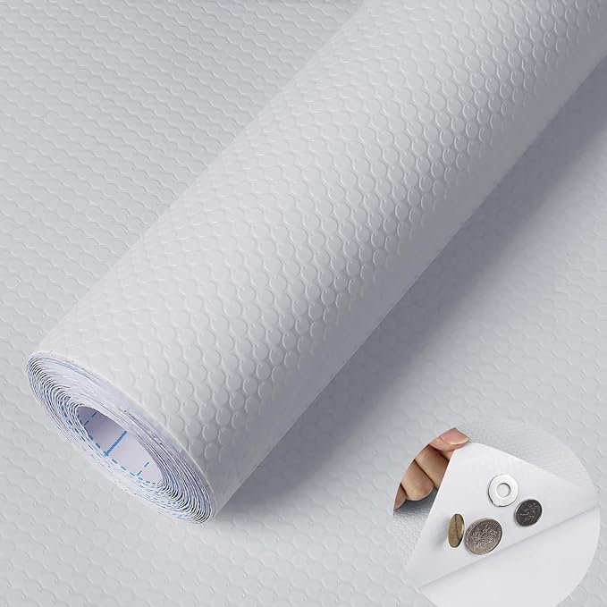 WochiTV Adhesive Shelf Liner 11.8 X 240 Inches Peel and Stick Kitchen Liner for Cabinets, Drawers Removable Protector Mat Waterproof Contact Covering for Dresser Pantry Countertops Shelves, White