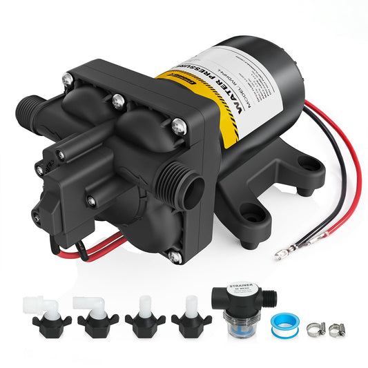 12V RV Water Pump, 5.0 GPM 55 PSI Diaphragm Pump - Image 1