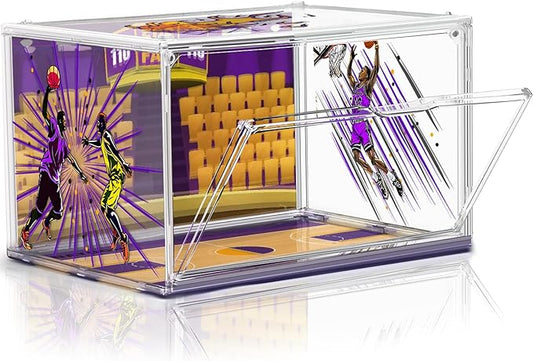 Acrylic Shoe Box Display Transparent Basketball Sneaker Shoe Orgainizer Storage Bins Clear Plastic Stackable Handbag Purse Hats Organizer Containers with Lids, 1Pack Size 14