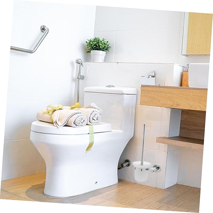 Bathroom Accessory Set Stainless Steel Toilet Brush Holder Wall-Mounted Cleaning Tool Toilet Bowl Brush and Holder Home Essentials