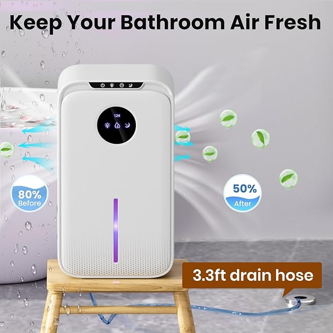 Dehumidifiers(88OZ) for Home Small Dehumidifier With Drain Hose Timer (8-12-24H) Ultra-Quiet with Sleep Mode Auto Shut Off for Bedroom Bathroom Basement Kitchen RV Closet（850.0Sq.ft)