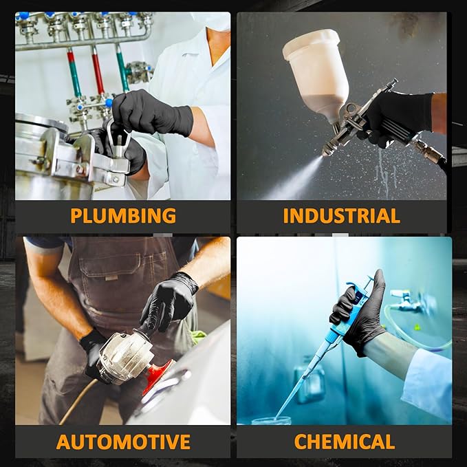 Working Nitrile Gloves, 10 Mil Thick, 3D Diamond Texture, Puncture&Tear Resistant, Latex Free Powder Free,100 Count