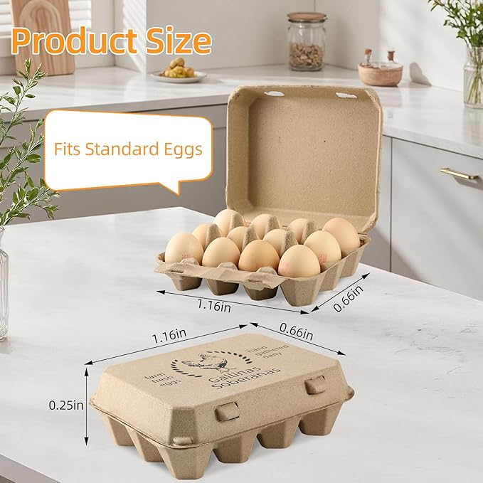 30 Pack Egg Cartons 3x4 Style,12 Egg Carton,Sturdy Paper Pulp Egg Cartons for Chicken Eggs, Reusable Biodegradable Egg Holders for Farm Fresh Eggs, Refrigerator Storage, Farmers Market, Home Use