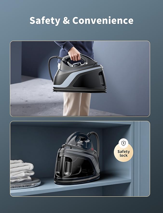 Sundu Pro Steam Station Iron for Clothes,1600W Professional Steam Iron with 44 oz Tank, 400 microsteam holes, Built-In Pump, Ceramic baseplate,Iron Lock For Easy Carry