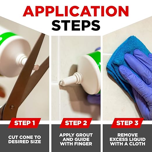 PECTRO Tile Grout Repair Paste, White, 14.1 oz (400 g) Squeeze Tube with Adjustable Spatula - Fast Drying, Odorless Filler for Grout Lines, Cracks & Gaps (Bathroom, Kitchen, Floor Tile) (KIT X 2)