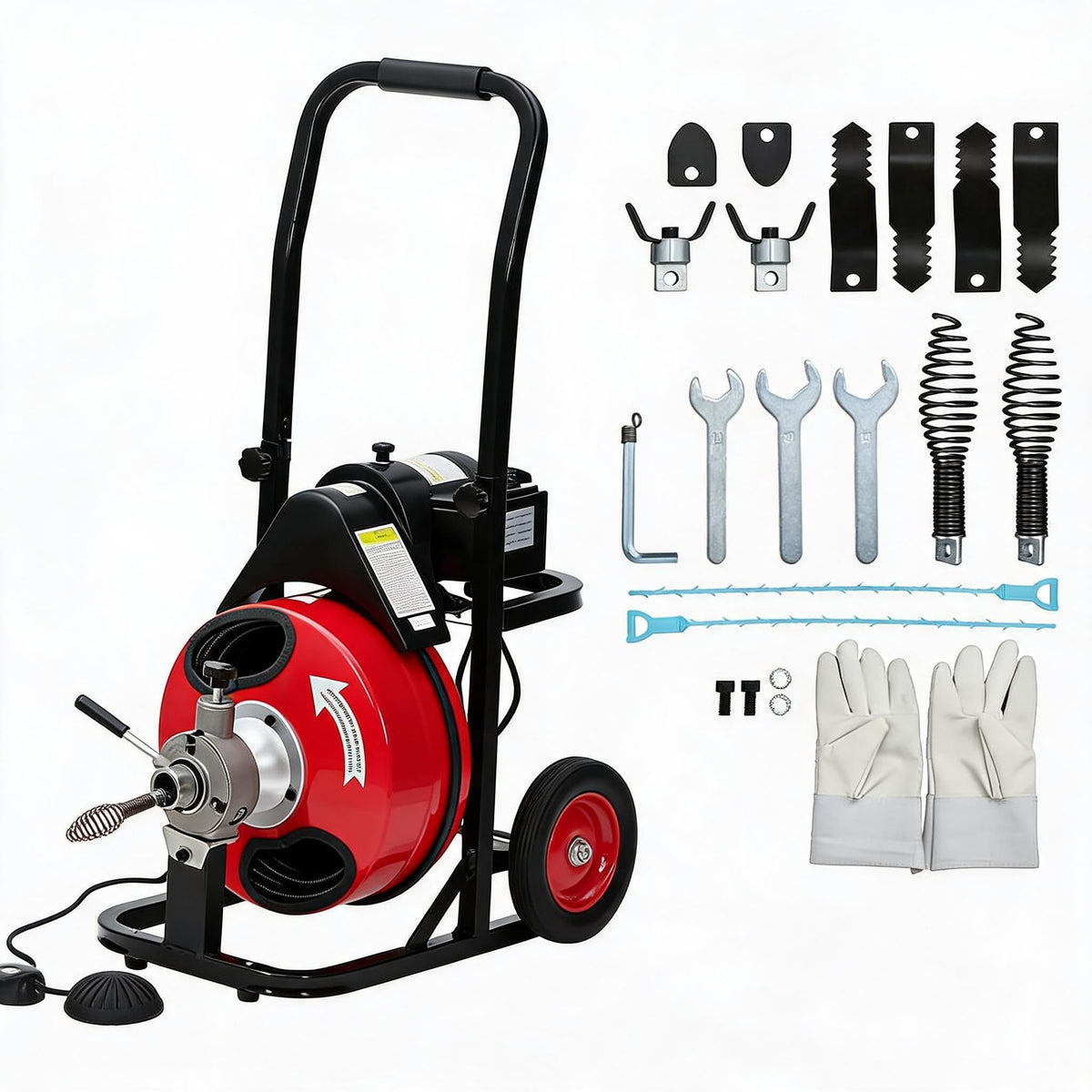 370W Pipe Drain Cleaner with 100Ft Flexible Cable Heavy - Image 1