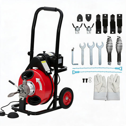 370W Pipe Drain Cleaner with 100Ft Flexible Cable Heavy - Image 1