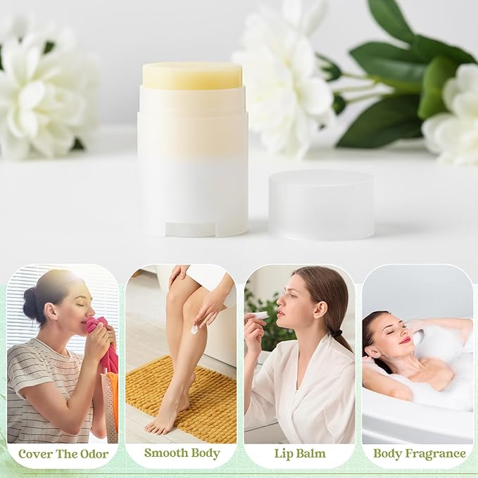 50 Pack Transparent Empty Deodorant Containers, 30ml/1oz, Bottom Filling, Refillable Deodorant Tubes Lipstick Balm Tubes Twisted, Plastic Oval for Homemade DIY Aromatherapy, Balm, Lotion