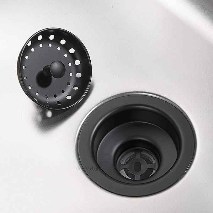 KD-001-M 3 1/2" Drop-In Kitchen/Bar Sink Basket Strainer, Matte Black