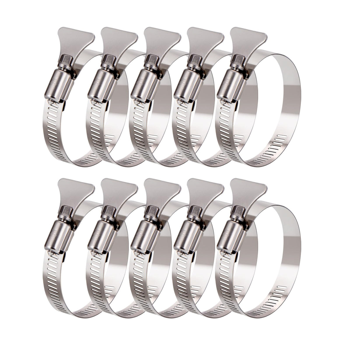 10 Pack 2 inch Hose Clamp, Adjustable 1 1/2"-2 1/2" OD - Image 1