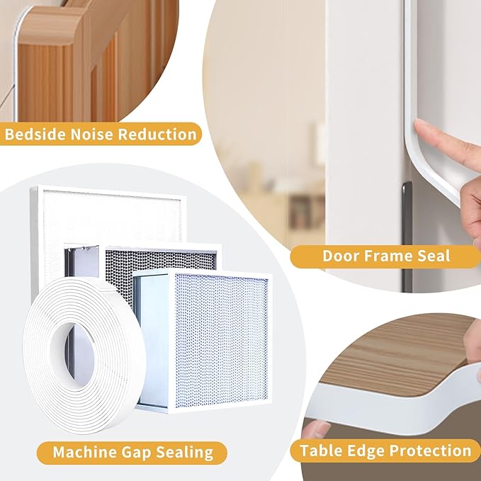 16.4 Feet Foam Weather Stripping Tape,2 Inch W x 1/4 Inch T,High Density Insulation Tape,Self-Adhesive Seal Strip for Doors & Windows-Draft Blocker,Soundproofing,Waterproof,White