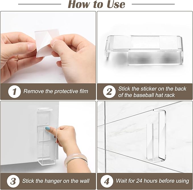 4pcs Cap Organizer with 10 Adhesive Backing Space-Saving 2 Ways to Use Storage for Hats, Bags, Umbrellas, Jewelry, and More, Perfect for Home Organization