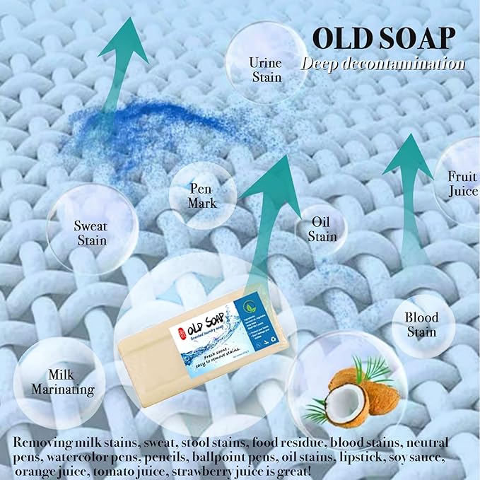 2PCS Canal Old Soap with Brush,Chinese Soap Bar Stain Remover,Powerful Cleaning Soap Bar,Long Lasting Fragrance Underwear Cleaning Soap Bar for Stains