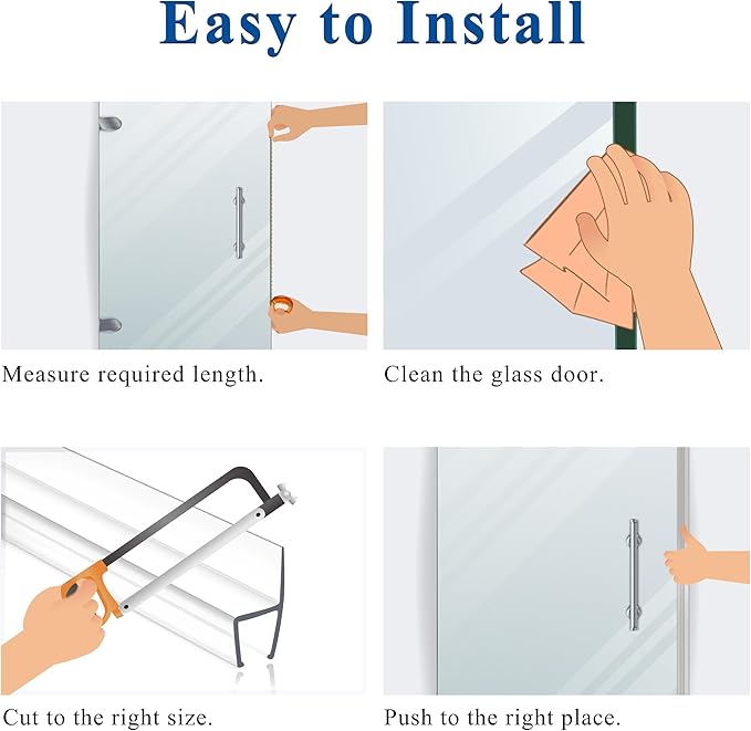 Frameless Shower Door Seal Set 4 Pack x 39 Inch HDM Glass Shower Door Bottom Seal Side Seal Strip Door Sweep for 3/8" Glass Ultra-Clear Polycarbonate Stop Shower Leaks Create A Water Barrier