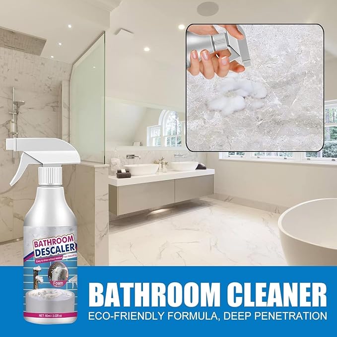 Bathroom Descaler Foam Cleaner, Bathroom Descaler Foam Cleaner Spray, All Purpose Rinse Cleaning Foams Spray, Stubborn Stains Cleaner for Bathtub, Toilet, Glass, Faucet (2PCS)