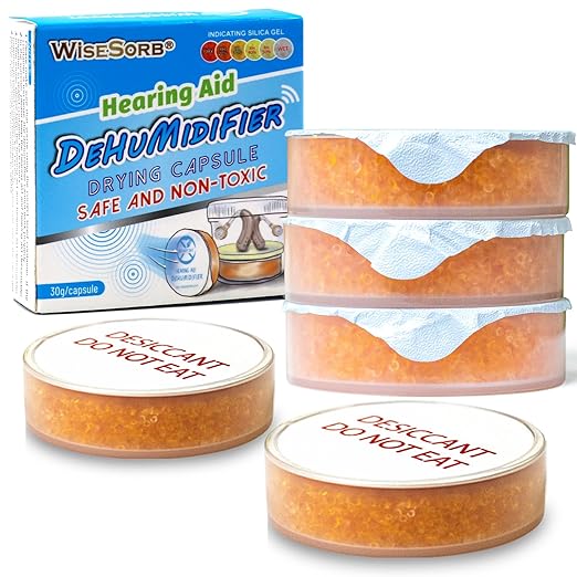 30 Gram 5 Packs Silica Gel Desiccant Canister, Orange to White Indicating Desiccants Capsules, Moisture Absorbers for Food Storage, Food Grade Desiccant Dehumidifiers