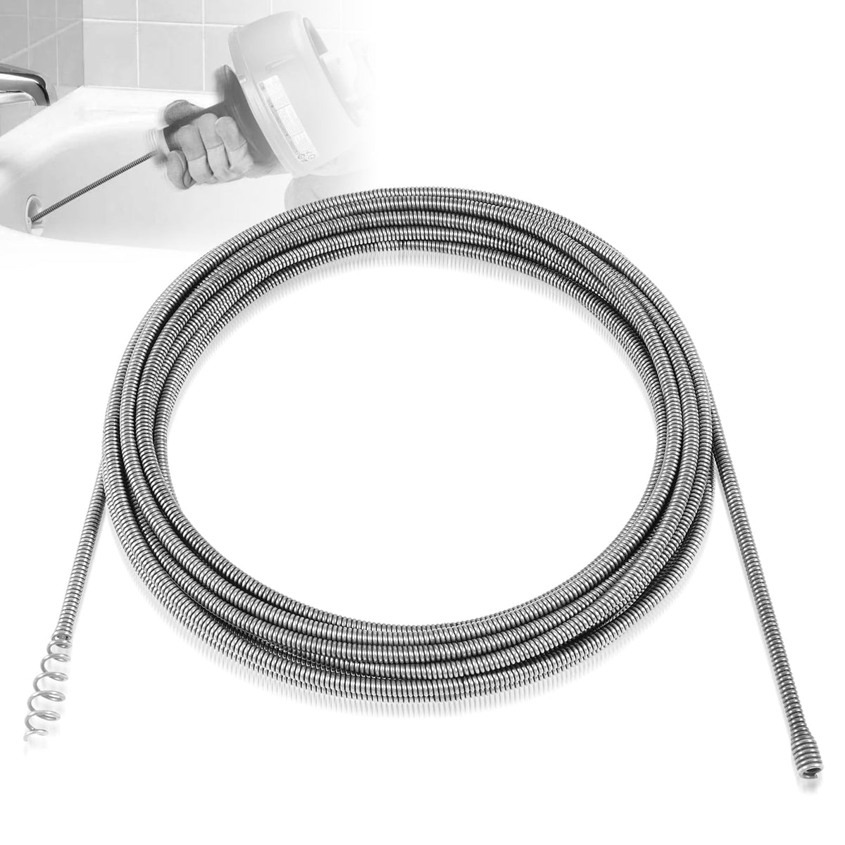 21338 Auto-Spin Replacement Drain Cable 1/4" x 30' | Phone & Computer - Image 1