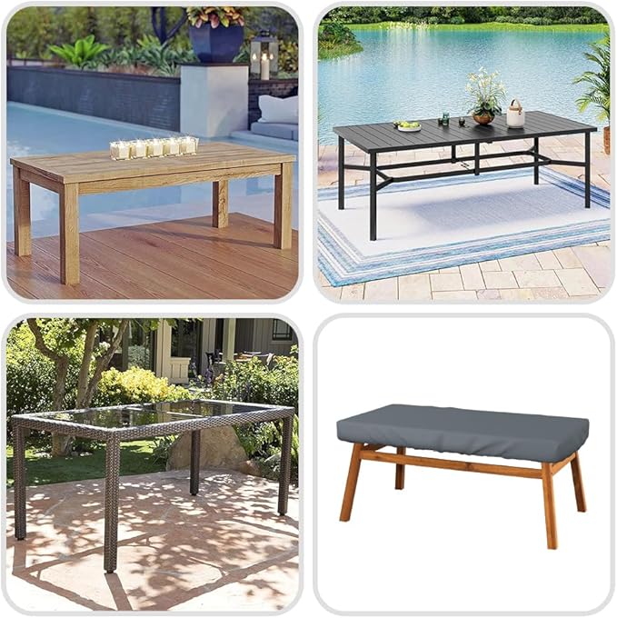 Covers & All Rectangle Table Top Cover, 12 Oz Waterproof UV & Weather Resistant Patio Table Cover, Outdoor Table Cover for Patio Furniture (85" L x 40" W x 5" H, Gray)