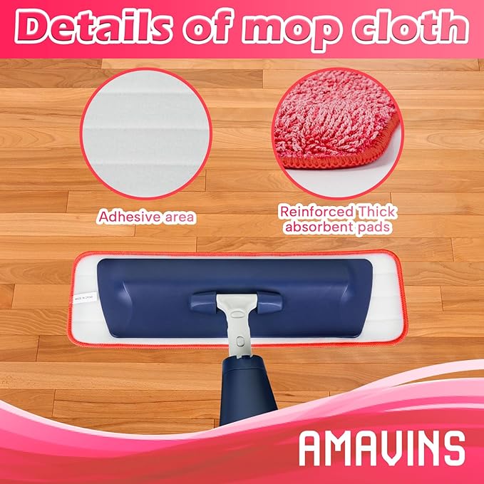 3 Pack Microfiber Cleaning Pads, Reusable Microfiber Mop Pads for 18 Inch Mop, Hardwood Floor Replacement Cleaning Mop Pads, Machine Washes