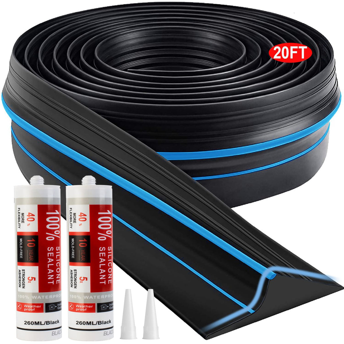 Jin&Bao Universal Garage Door Threshold Seal Strip 20FT | Home Repair - Image 1